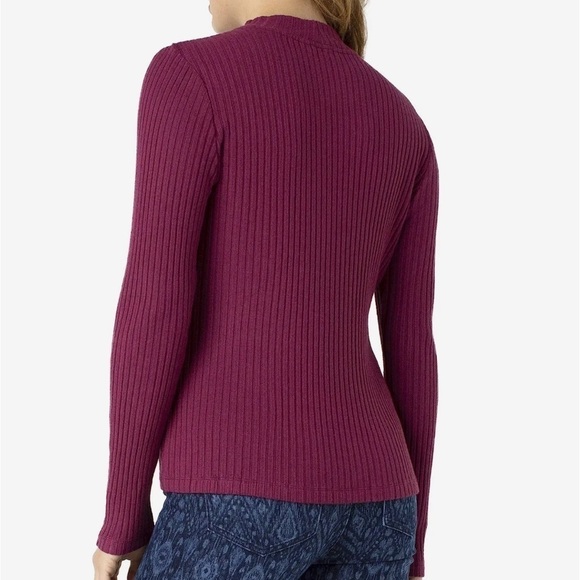 NWT Liverpool Ribbed Mock Neck Knit Long Sleeve Dried Plum - Picture 3 of 8